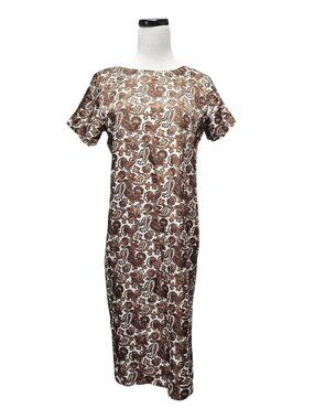 50s paisley print Celanese fabric shirt dress . fits S - M . made in USA